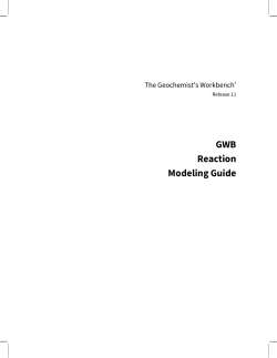 GWB Reaction Modeling Guide - The Geochemist`s Workbench