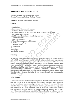 Biotechnology Of Archaea