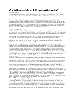 Who is Responsible for U.S. immigration policy?