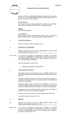 - 3 - 2014-01-27 Minutes of the Council of Beaconsfield Minutes of
