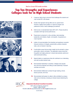 Top Ten Strengths and Experiences Colleges