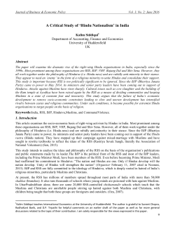 A Critical Study of `Hindu Nationalism` in India