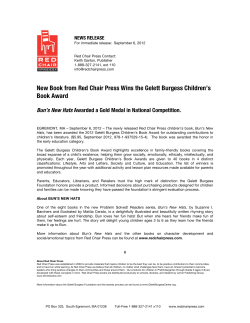 New Book from Red Chair Press Wins the Gelett Burgess Children`s