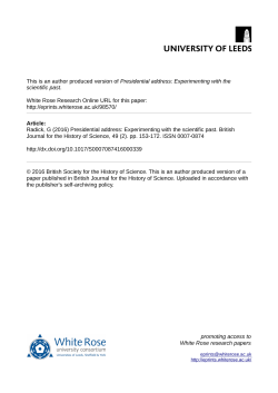 Presidential address: Experimenting with the scientific past