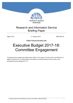 Executive Budget 2017-18: Committee Engagement