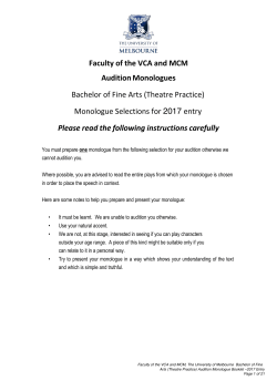 Faculty of the VCA and MCM Audition Monologues Bachelor of Fine