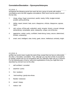 Connotation/Denotation &ndash; Synonyms/Antonyms
