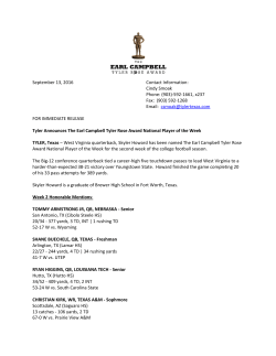 2016 Earl Campbell Week Two Player of the Week