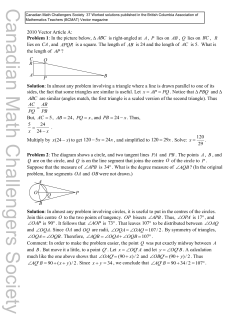 2010 Vector Article A: Problem 1: In the picture below, ∆ ABC is right