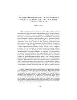 Customary International Law, the Separation of Powers, and the
