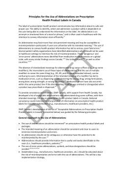 Principles for the Use of Abbreviations on Prescription Health