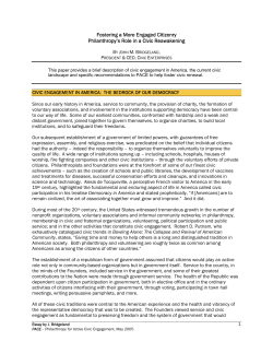 Fostering a More Engaged Citizenry Philanthropy`s Role in a Civic