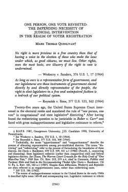 One Person, One Vote Revisited - Penn Law: Legal Scholarship