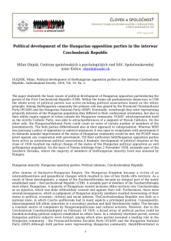 Political development of the Hungarian opposition parties in the