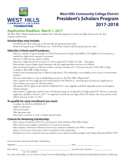 President`s Scholar Application
