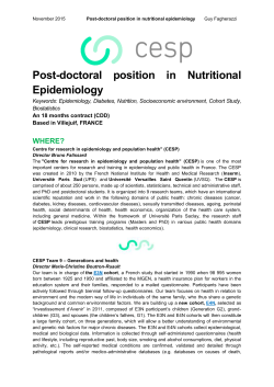 Post-doctoral position in Nutritional Epidemiology