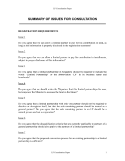 Limited Partnership Consultation Paper by MOF Study Team