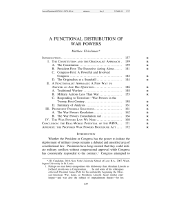 a functional distribution of war powers
