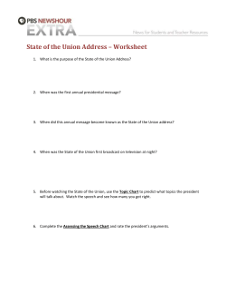 State of the Union Address &ndash; Worksheet
