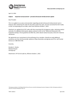 Prenatal Ultrasound Policy/ICD-10 Update