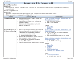 Comparing and Order Numbers to 50