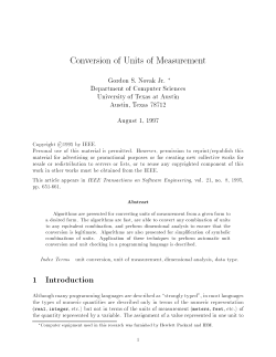 Conversion of Units of Measurement 1 Introduction