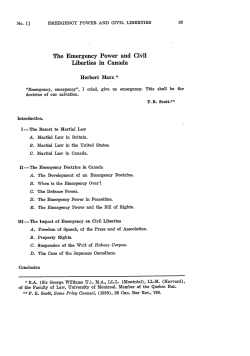 Emergency Power and Civil Liberties in Canada, The