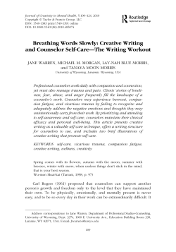 Breathing Words Slowly: Creative Writing and Counselor Self