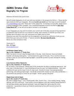 SGMS Drama Club Biography for Program