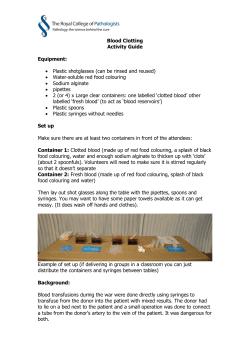 Blood Clotting Activity Guide Equipment: &bull; Plastic shotglasses (can