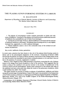 The Plasma Kinin-Forming System in Labour