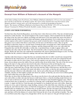 Excerpt from William of Rubruck`s Account of the Mongols