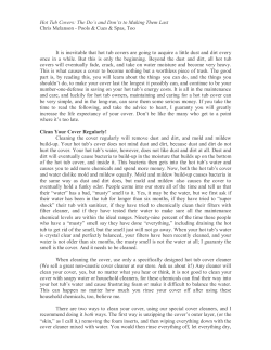 Hot Tub Covers: The Do`s and Don`ts to Making Them Last Chris