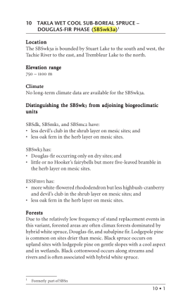 10 TAKLA WET COOL SUB-BOREAL SPRUCE &ndash; DOUGLAS