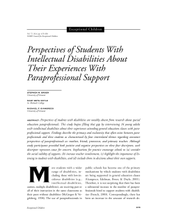 Perspectives of Students With Intellectual Disabilities About Their