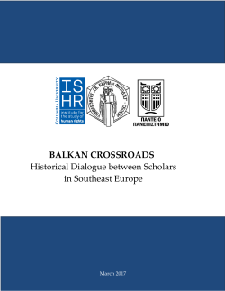 BALKAN CROSSROADS Historical Dialogue between Scholars in