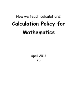 Calculation Policy for Mathematics