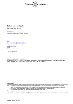 Tilburg University Culture and social policy van
