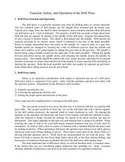 Function, Safety, and Operation of the Drill Press