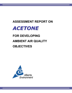 Assessment Report on Acetone for Developing Ambient Air Quality