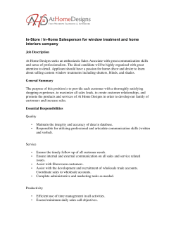 In-Store / In-Home Salesperson for window treatment and home