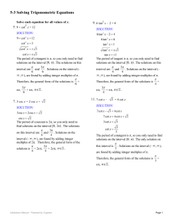 5-3 Solving Trigonometric Equations