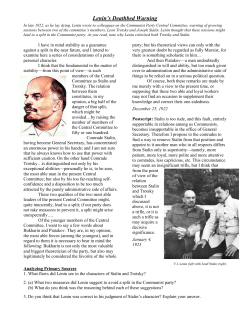 Lenin`s Deathbed Warning