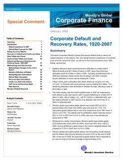 Corporate Default and Recovery Rates, 1920-2007