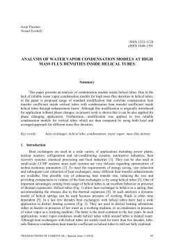 ANALYSIS OF WATER VAPOR CONDENSATION MODELS AT