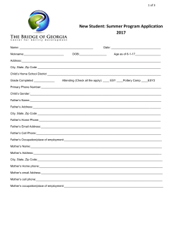 New Student Application Pack for ESY 1 and ESY 2 Summer 2017