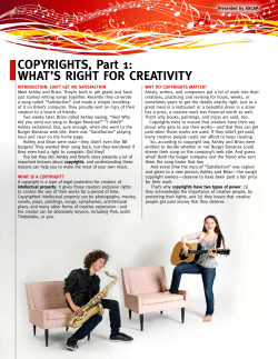 copyrIGhtS, part 1: What`S rIGht for creatIVIty
