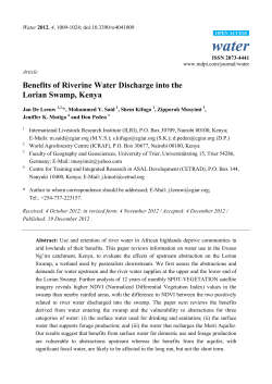 Benefits of Riverine Water Discharge into the Lorian Swamp