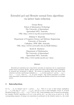 Extended gcd and Hermite normal form algorithms via lattice basis