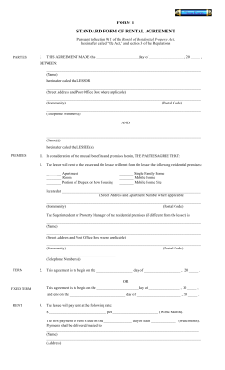 form 1 standard form of rental agreement